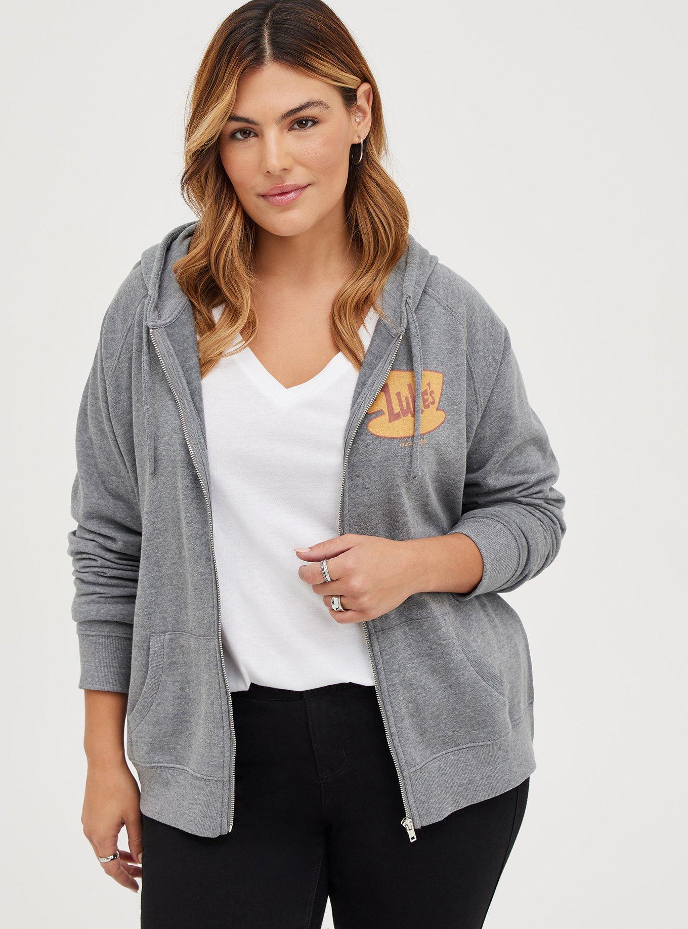 Plus Size - Zip Hoodie - Cozy Fleece Gilmore Girls Luke's Diner Grey  Heather - Torrid