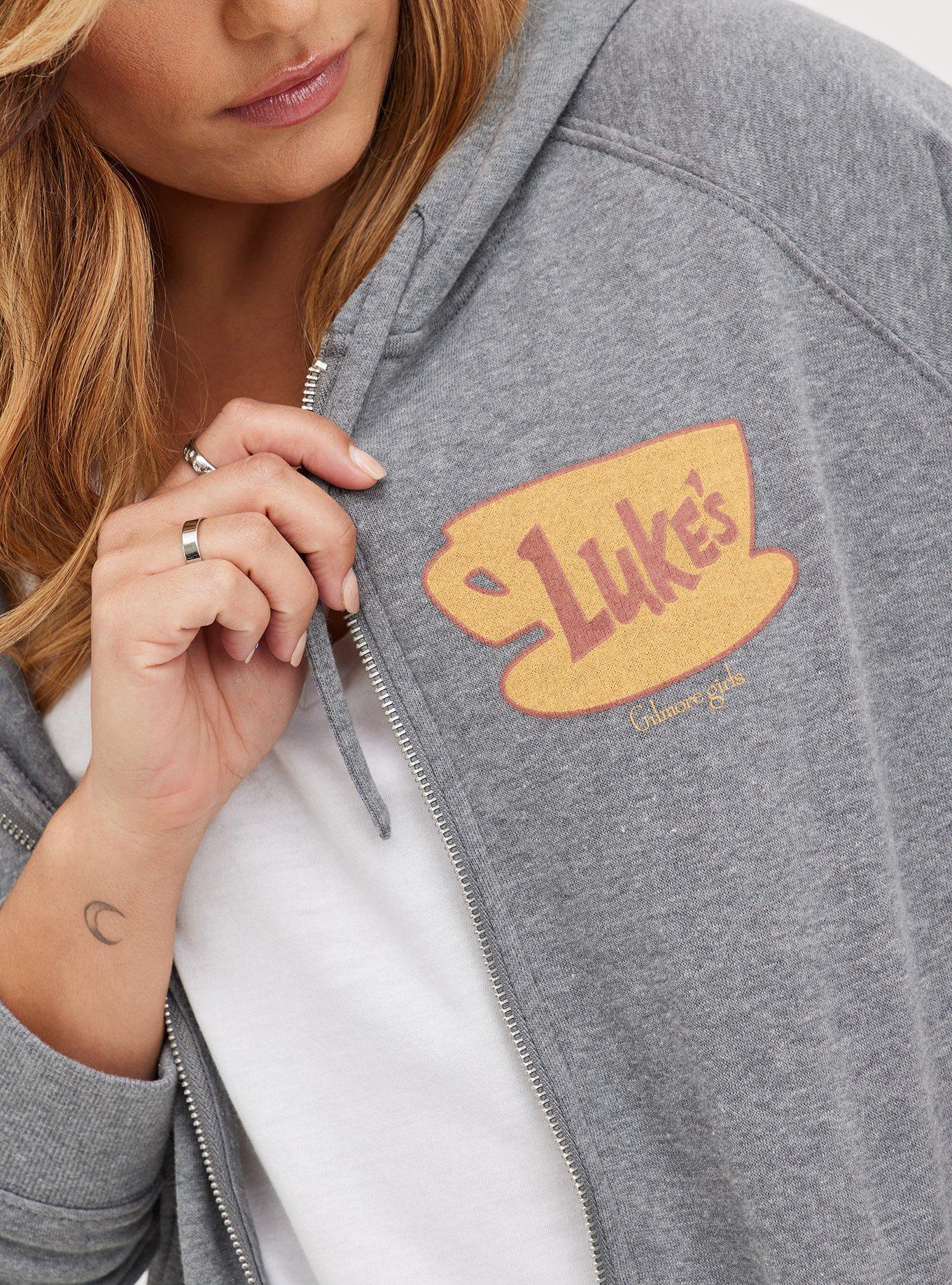 Plus Size - Zip Hoodie - Cozy Fleece Gilmore Girls Luke's Diner Grey  Heather - Torrid