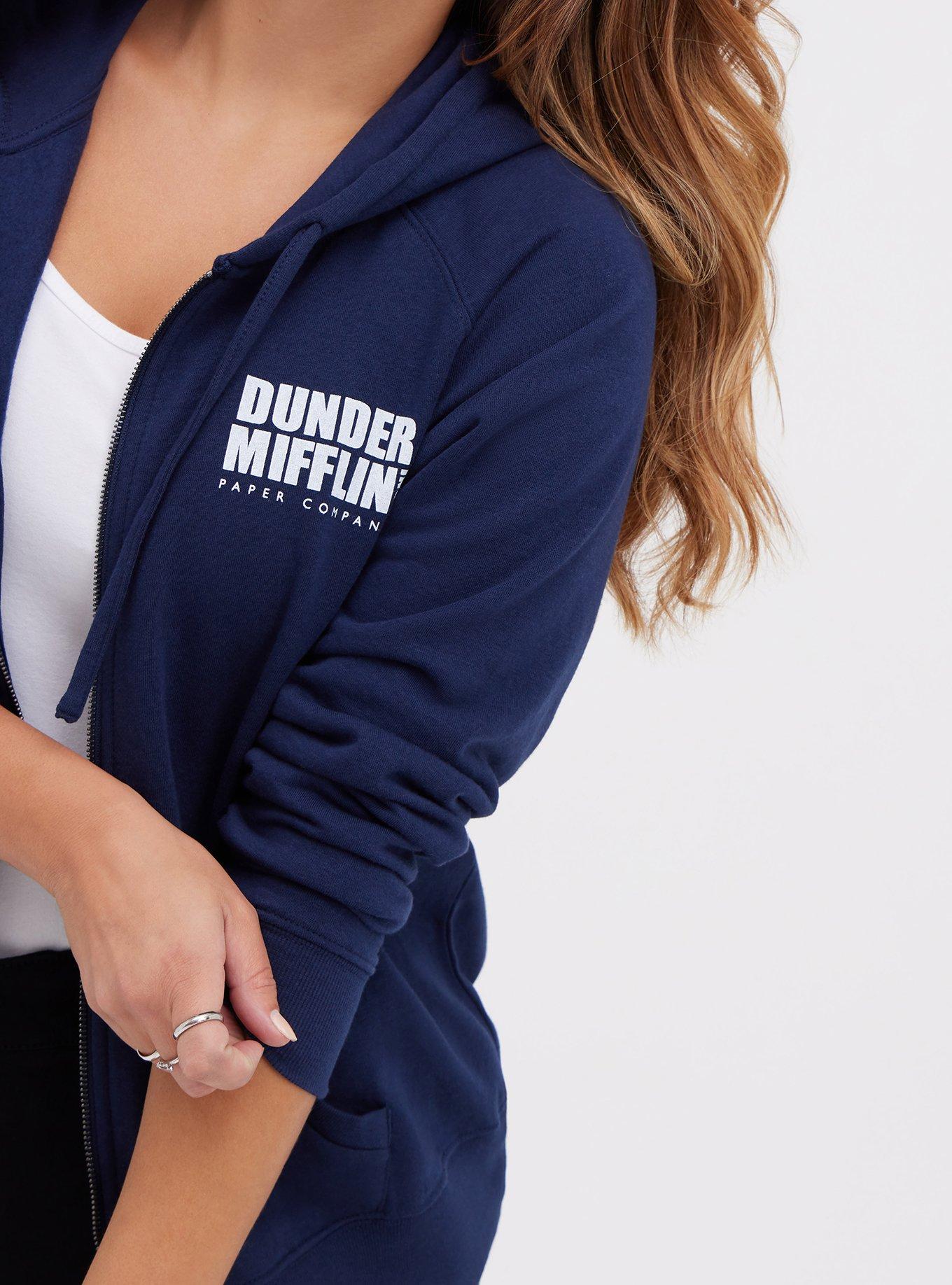 Plus Size Zip Hoodie Cozy Fleece The Office Dunder Mifflin Logo Black Torrid