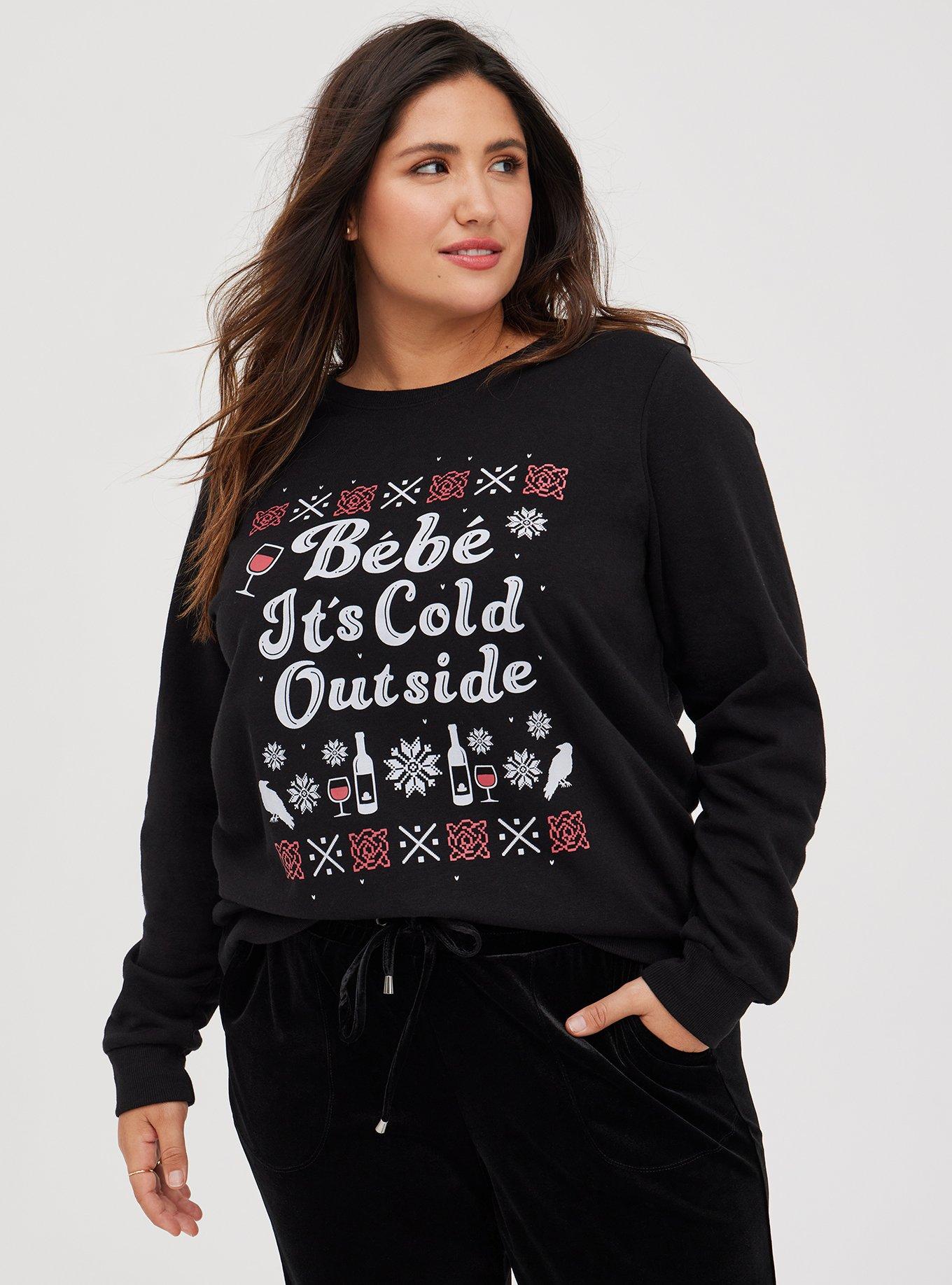 Plus Size - Schitt's Creek Sweatshirt - Cozy Fleece Bebe It's Cold Outside  Black - Torrid