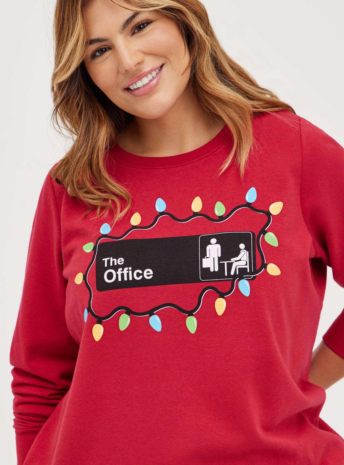Plus Size Sweatshirt - Cozy Fleece The Office Christmas Red, JESTER RED, alternate