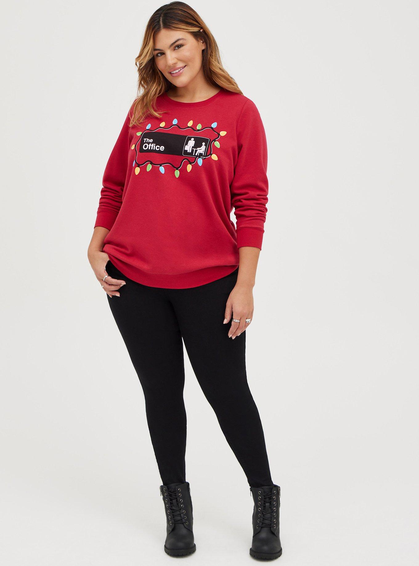 Plus Size Sweatshirt - Cozy Fleece The Office Christmas Red, JESTER RED, alternate