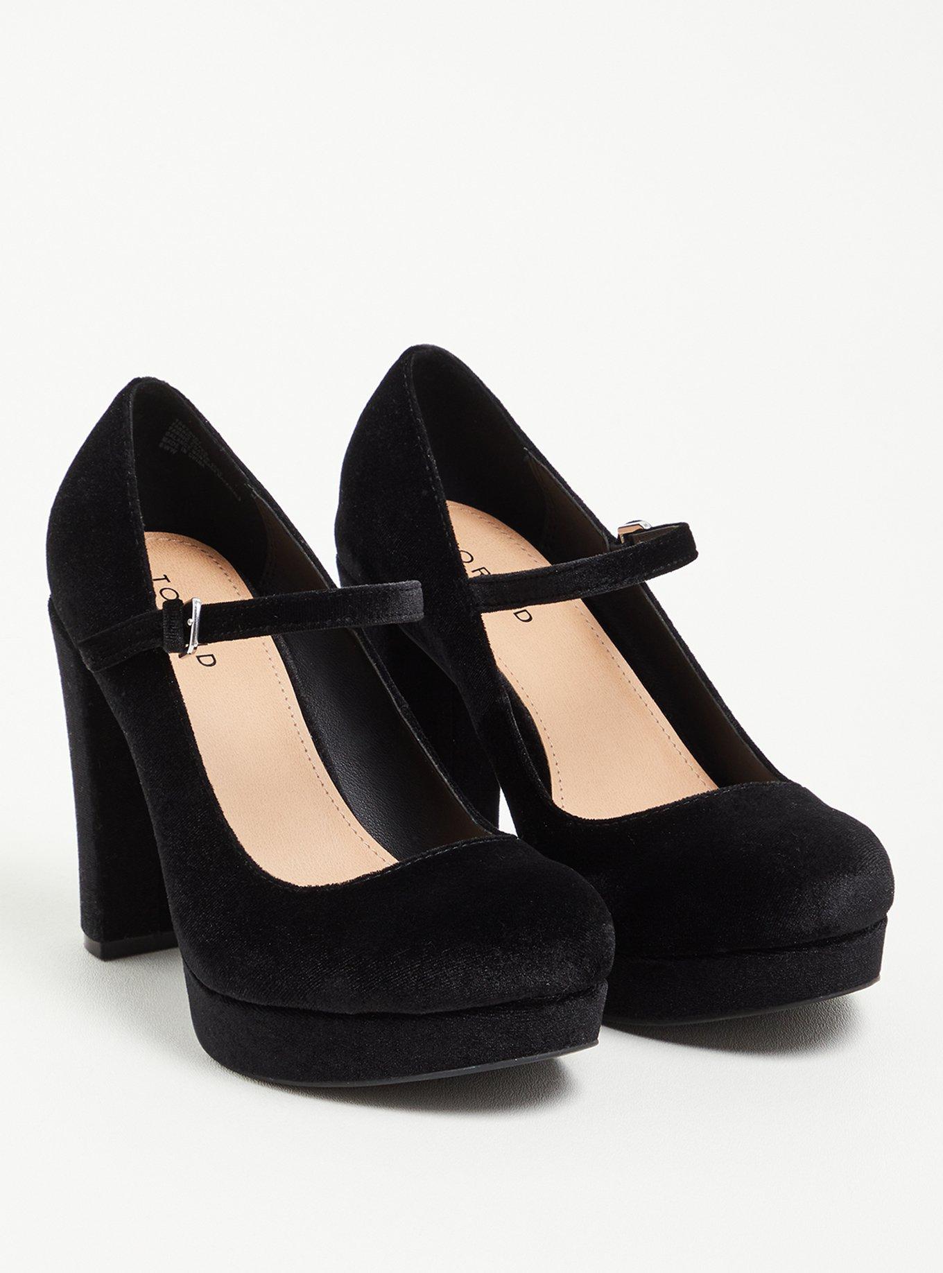 Platform Mary Jane Pump - Black Velvet (WW), , hi-res