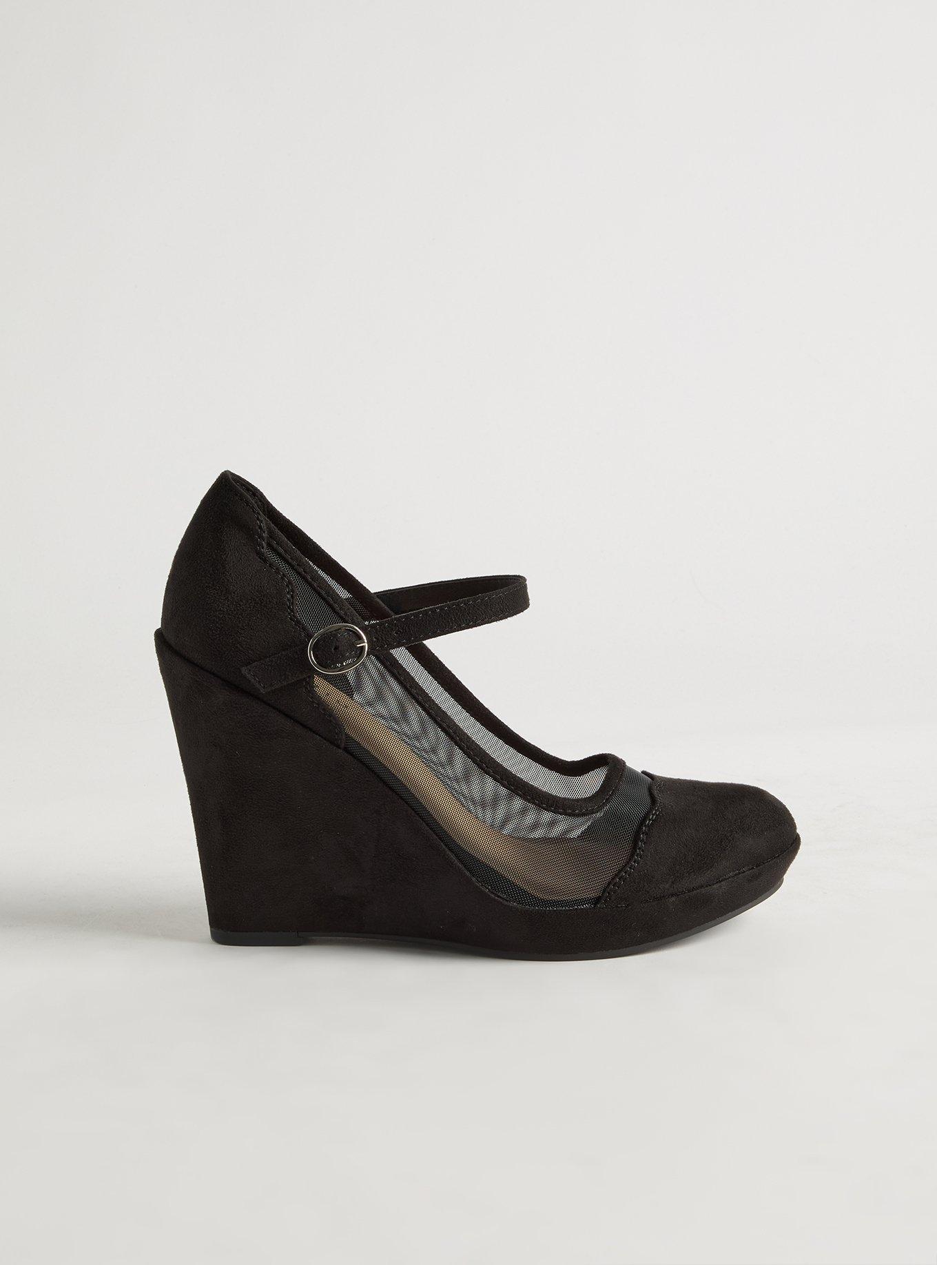 Mesh Platform Wedge - Black Faux Suede (WW)