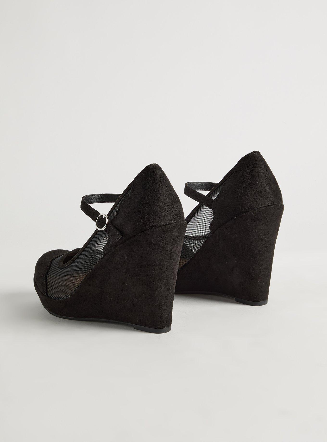Mesh Platform Wedge - Black Faux Suede (WW)