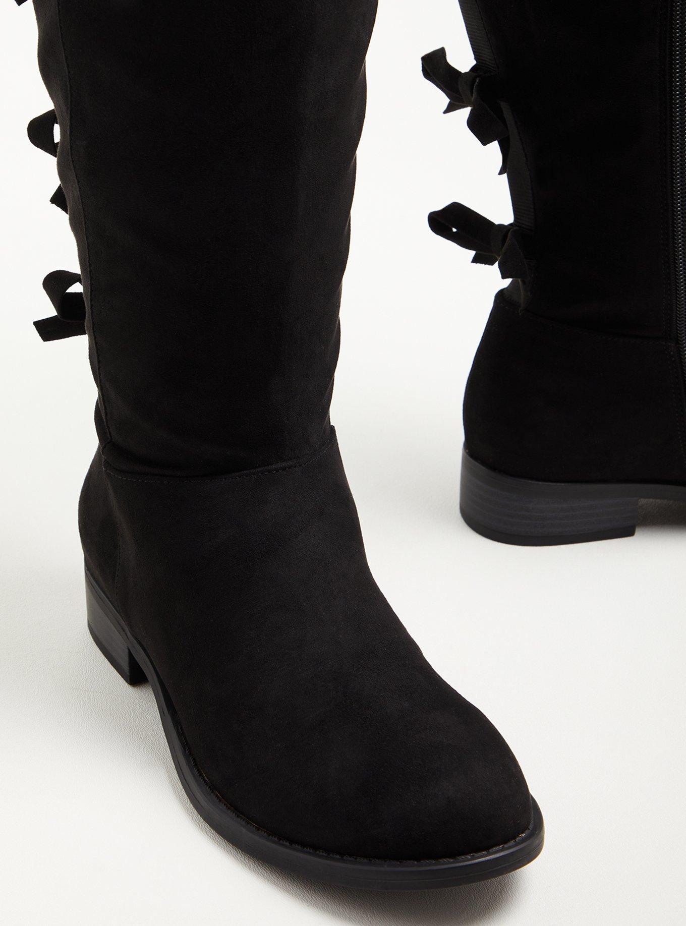 Plus Size Bow Back OTK Boot Faux Suede Black WW Torrid