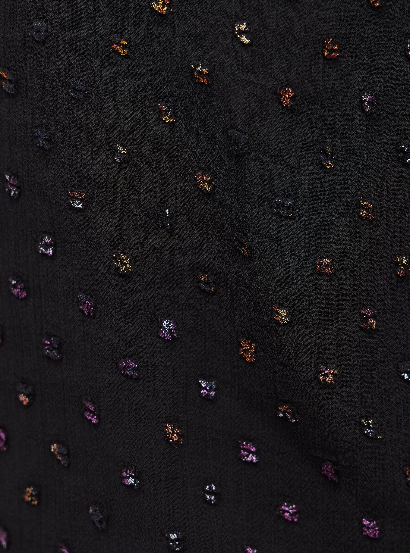 Peasant Blouse - Georgette Metallic Clip Dot Black, DEEP BLACK, alternate