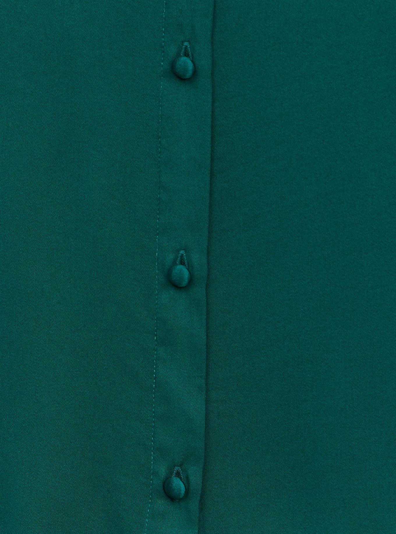 Plus Size Abbey Blouse - Stretch Challis Green, BOTANICAL GARDEN, alternate