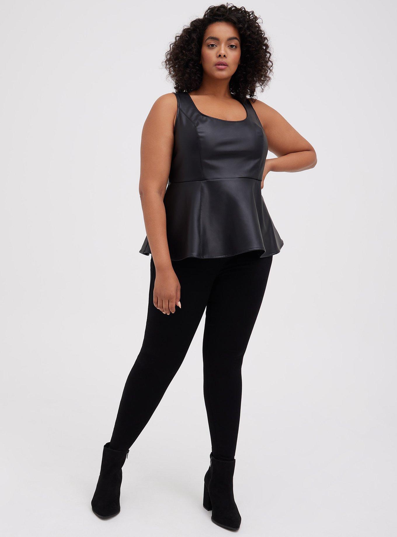 Plus size 2025 faux leather top