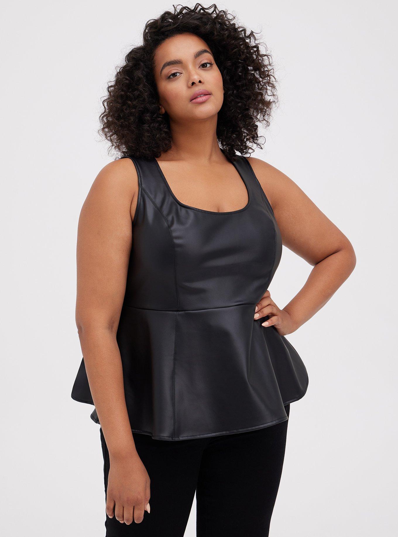 Plus Size - Peplum Faux Leather Top - Torrid