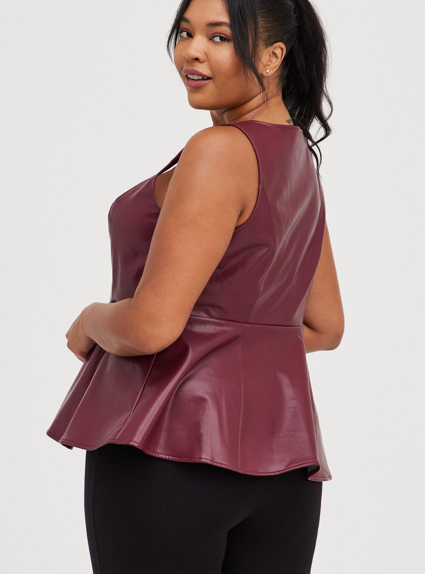 Plus Size - Peplum Faux Leather Top - Torrid