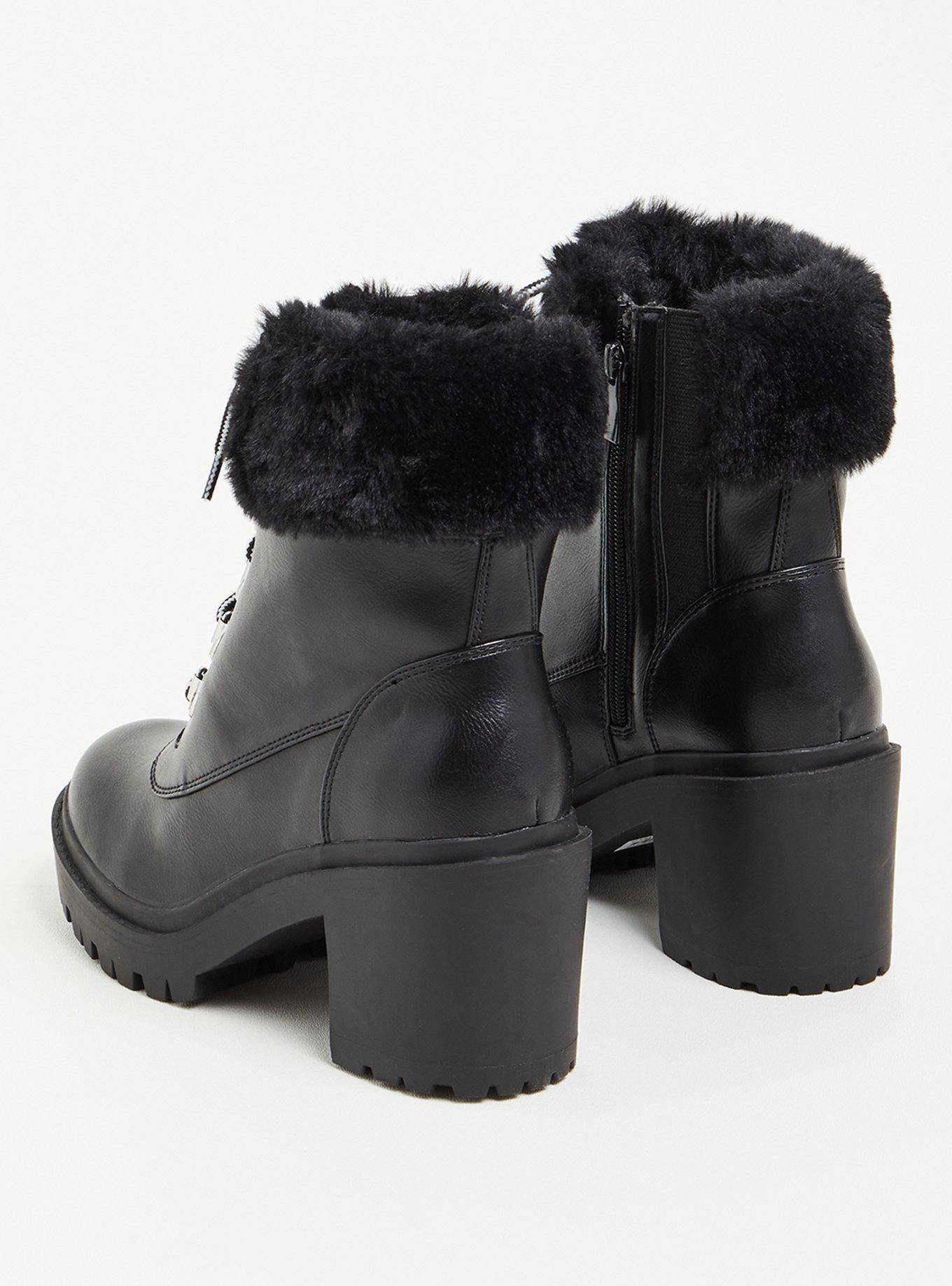 Plus Size Fur Hiker Bootie (WW), BLACK, alternate