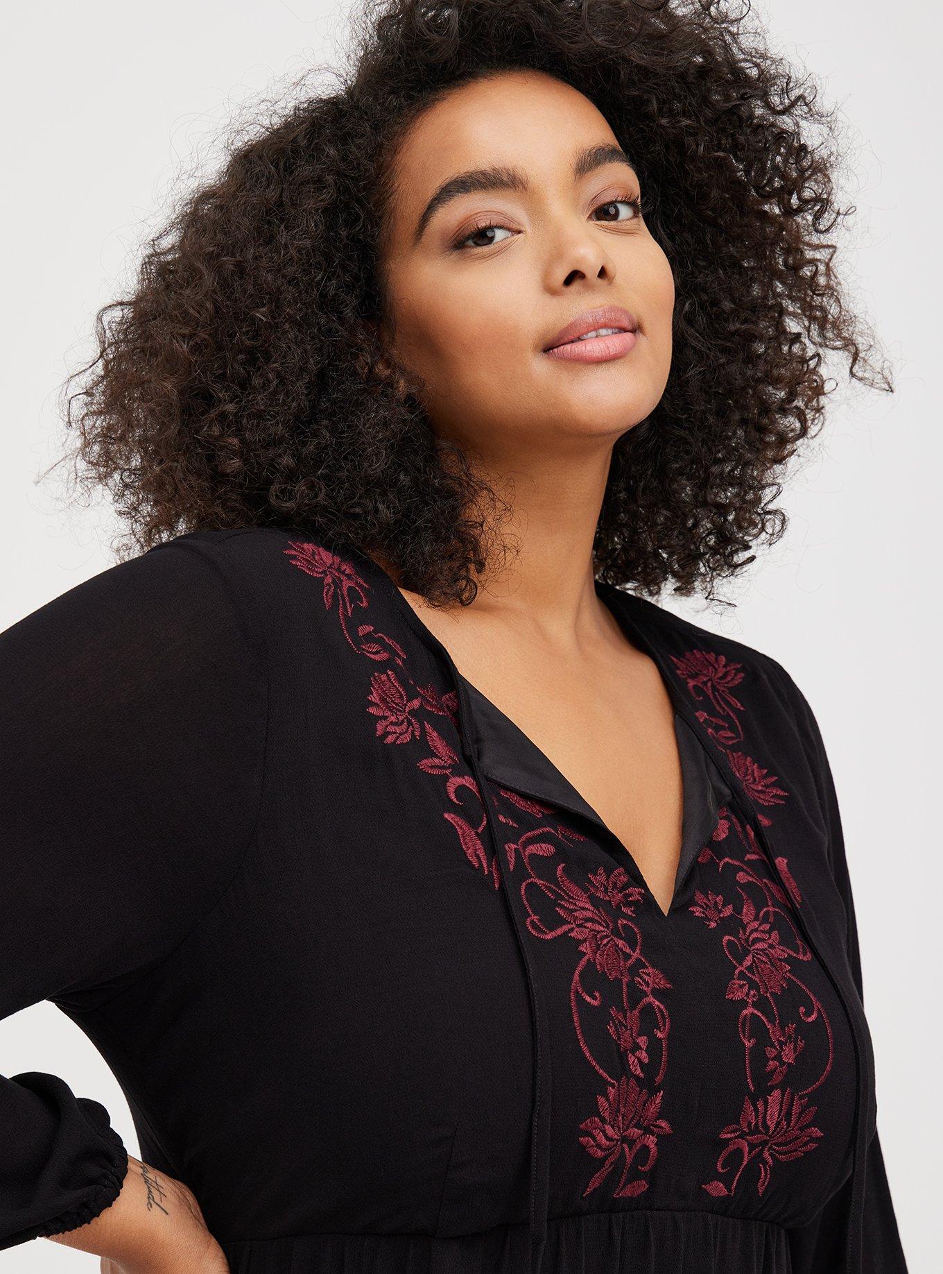 Skater Dress - Embroidered Gauze Black, DEEP BLACK, alternate