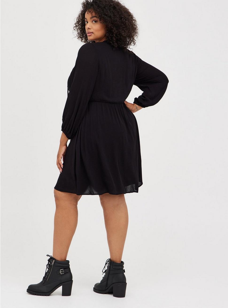 Plus Size - Skater Dress - Embroidered Gauze Black - Torrid