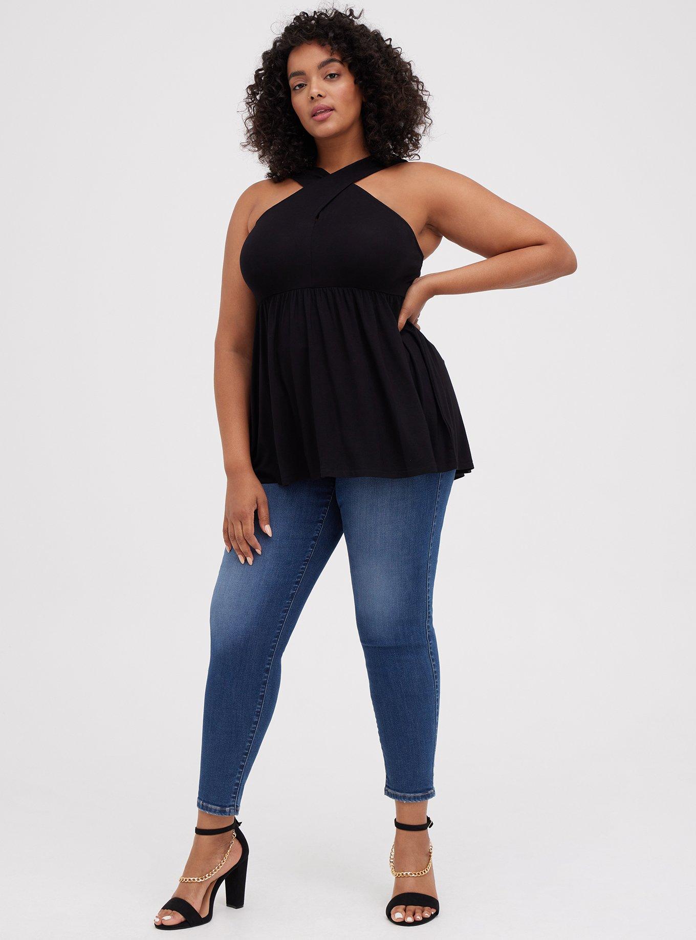 Babydoll Super Soft Halter Tank, DEEP BLACK, alternate