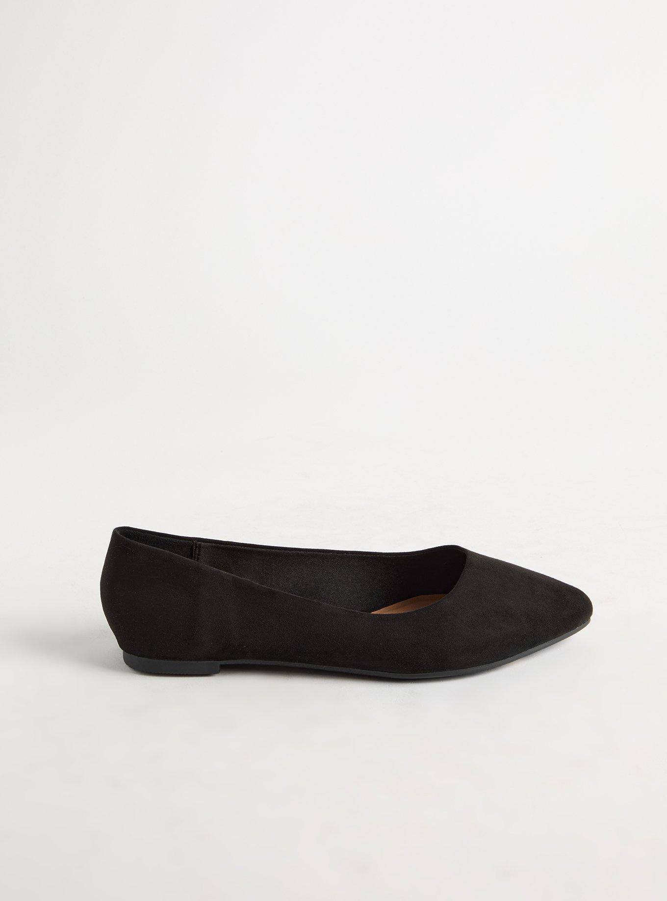 TORRID Black Faux Suede Elastic Crisscross Strap Flat (WW