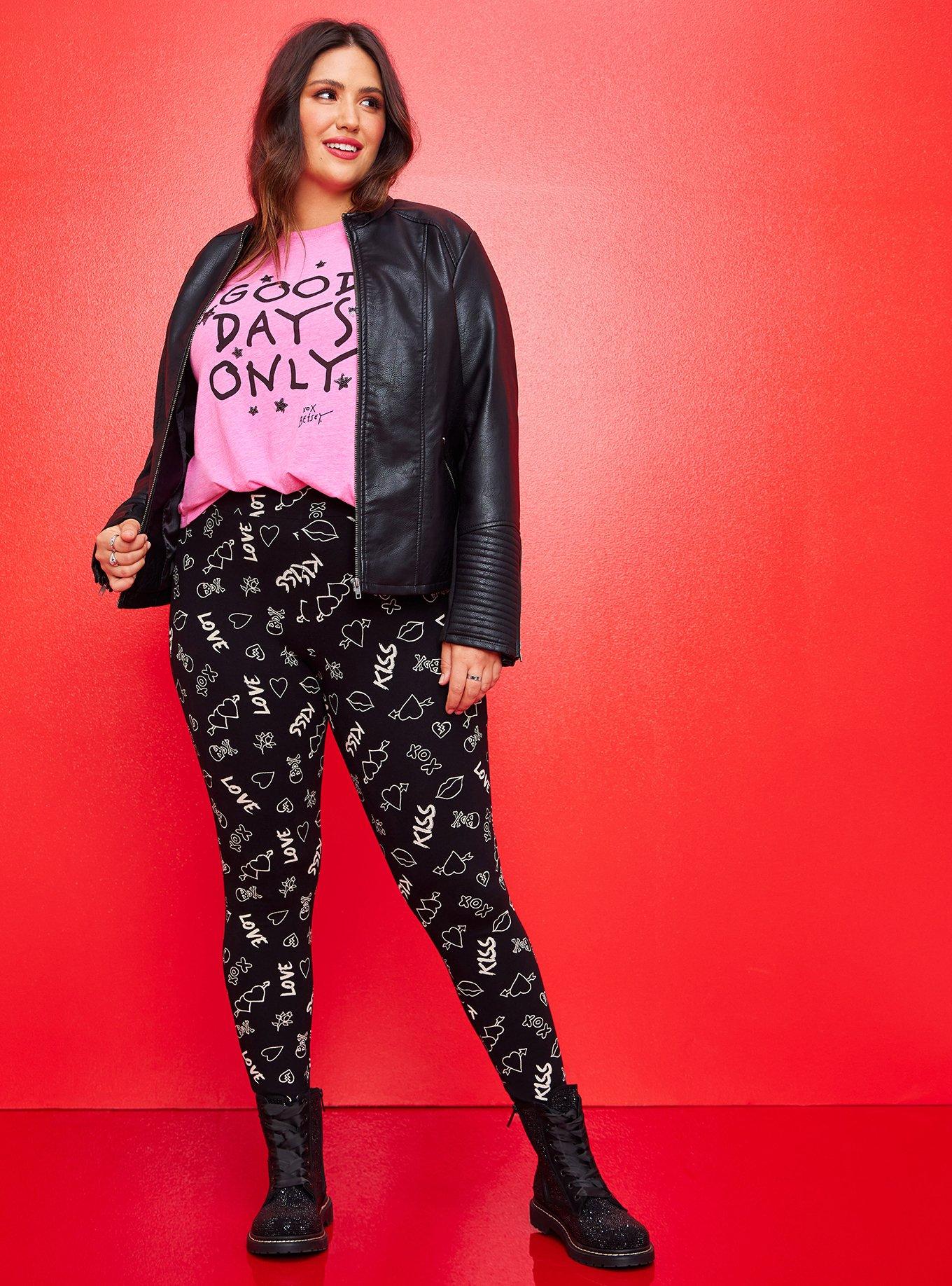 Plus Size - Betsey Johnson Black & White Skull Legging - Torrid