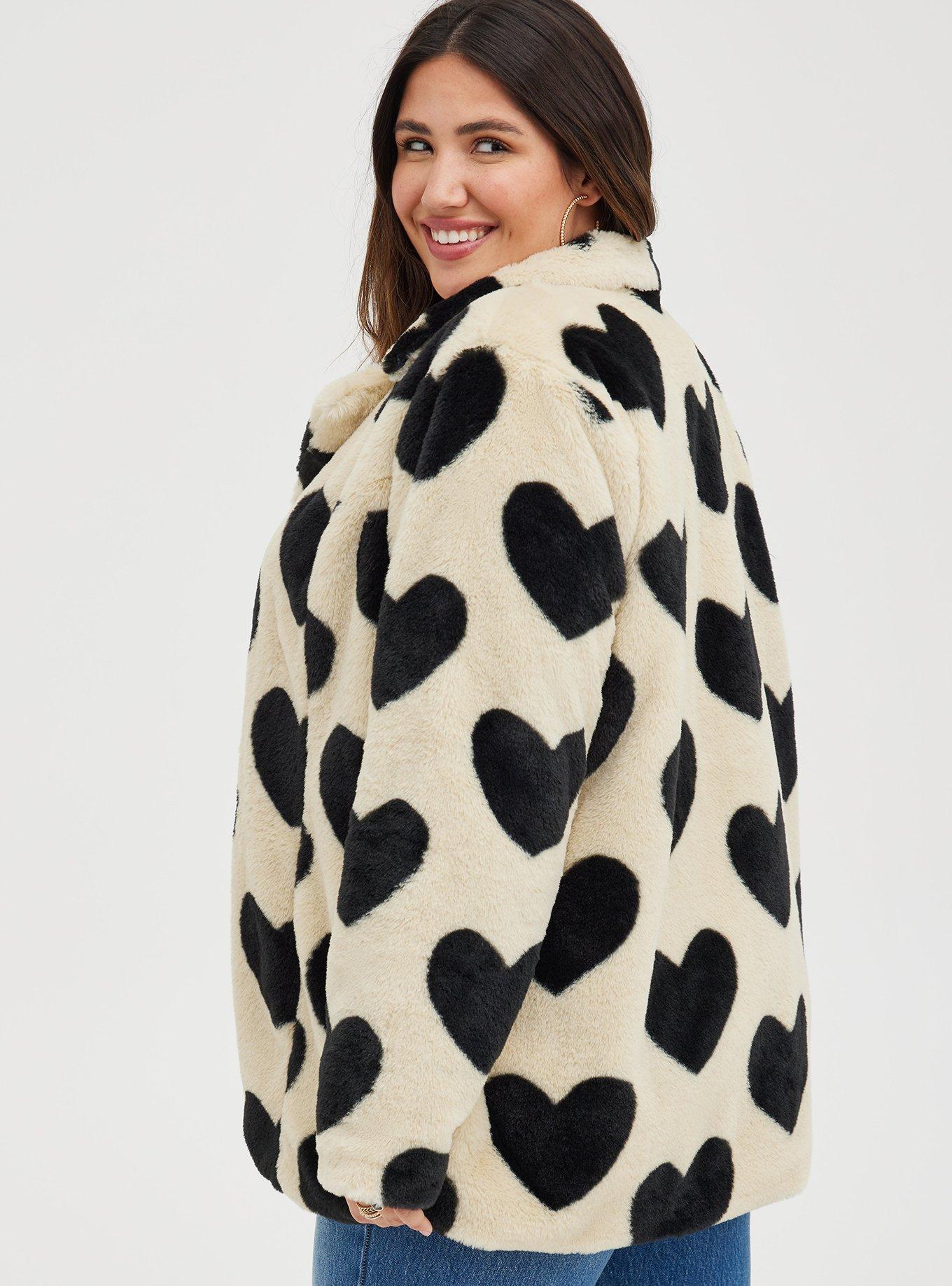 Heart print hotsell fur coat