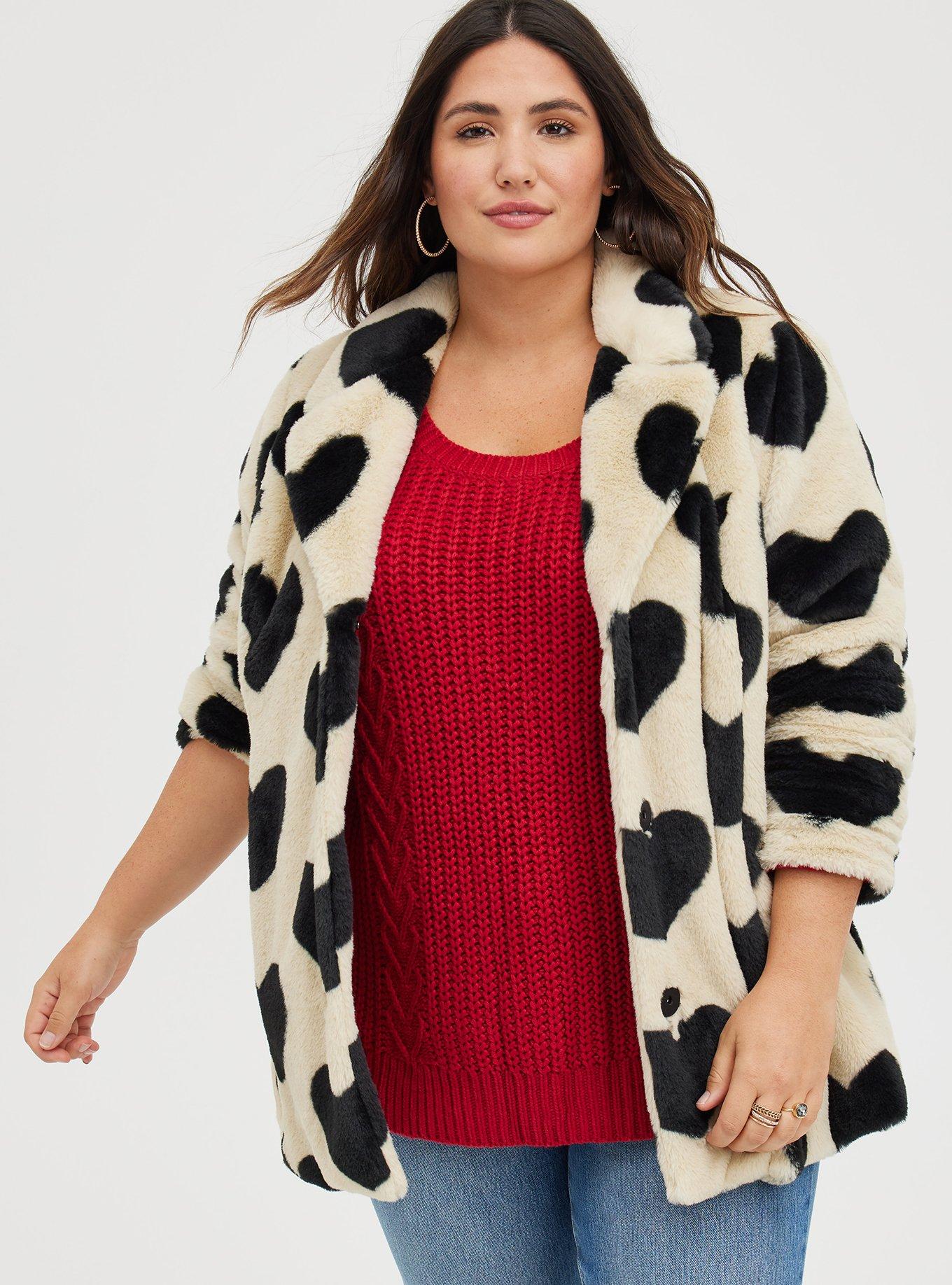 Plus Size - Outlander Jaime Grey Faux Fur Trim Woolen Swing Coat - Torrid