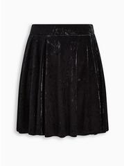 Mini Velvet Skater Skirt, DEEP BLACK, hi-res