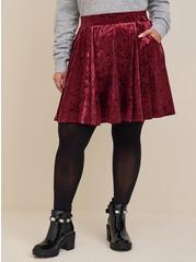 Plus Size Mini Velvet Skater Skirt, ZINFANDEL, alternate