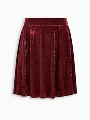 Plus Size Mini Velvet Skater Skirt, ZINFANDEL, hi-res