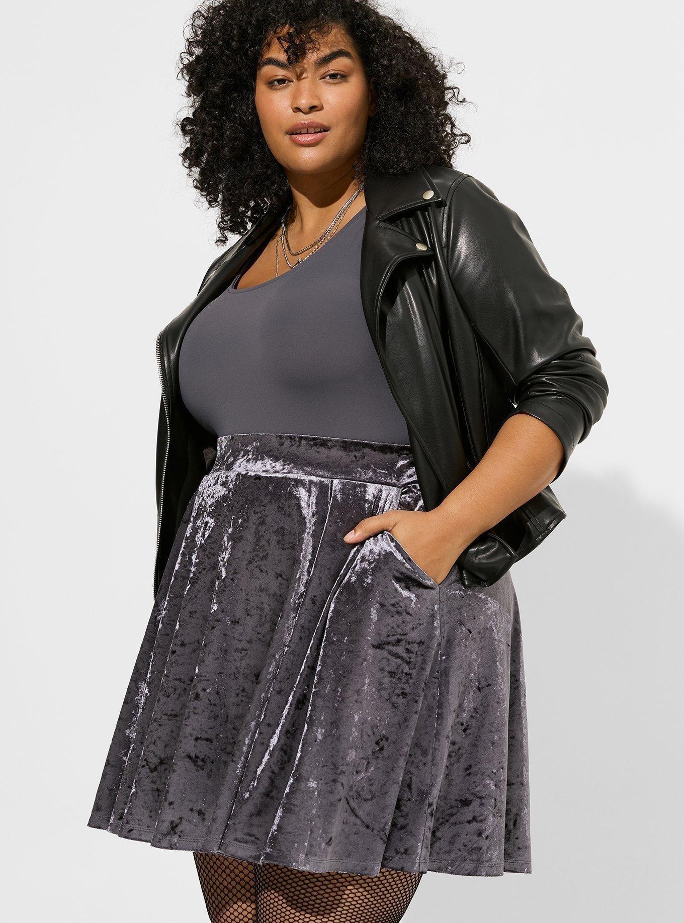 Plus size leather skater skirt hot sale