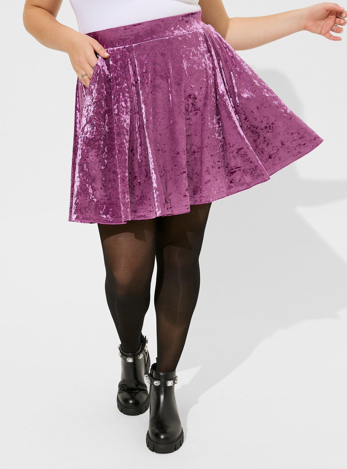 Plus Size Mini Velvet Skater Skirt Torrid