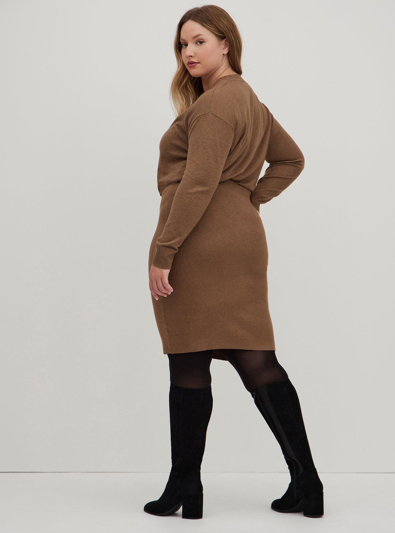 Plus Size Pencil Skirt Luxe Cozy Sweater Brown Torrid