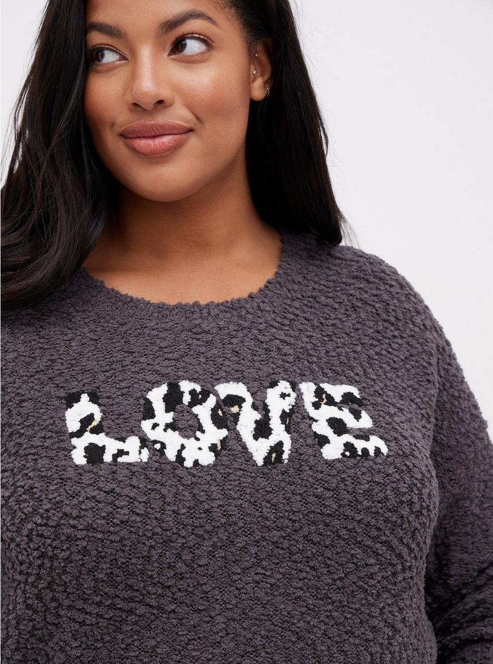Drop Shoulder Sweater - Love Grey , GREY, alternate