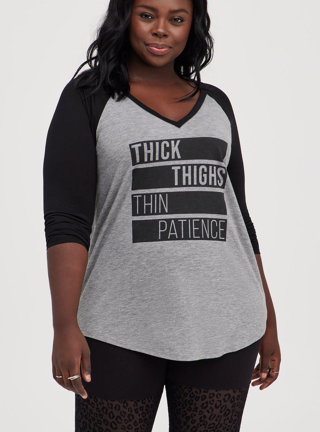 Plus Size Classic Fit Raglan Tee Thick Thighs Grey Torrid