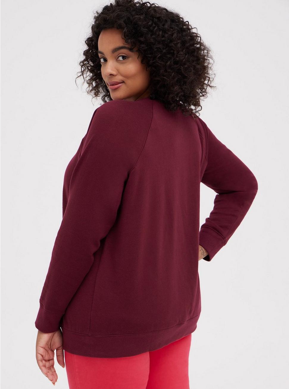 Plus Size - Sweatshirt - Cozy Fleece Good Vibes Dark Red - Torrid