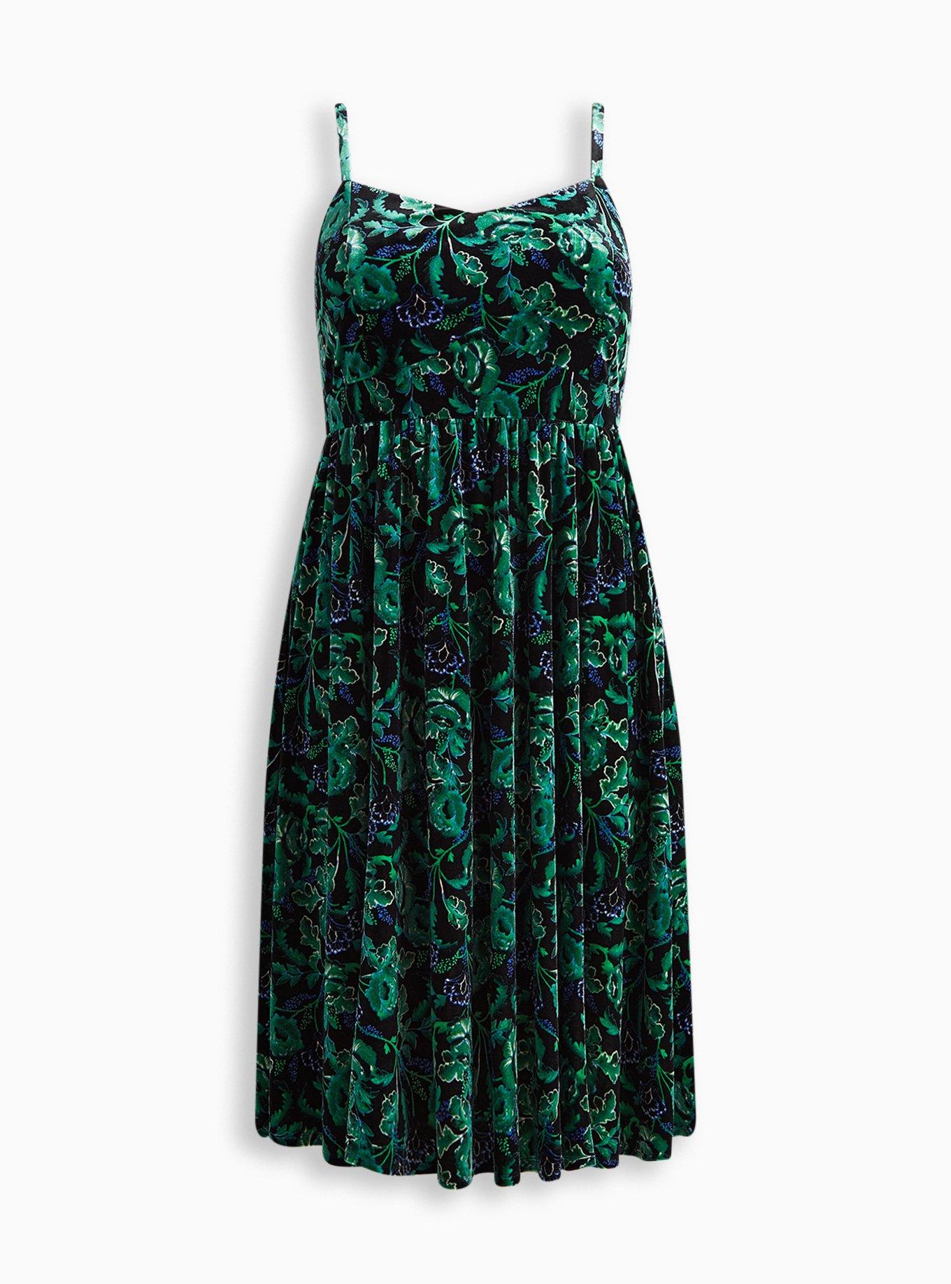 green midi skater dress True Decadence Green Estella Floral-Jacquard Cami Skater Midi-Dress main image 1