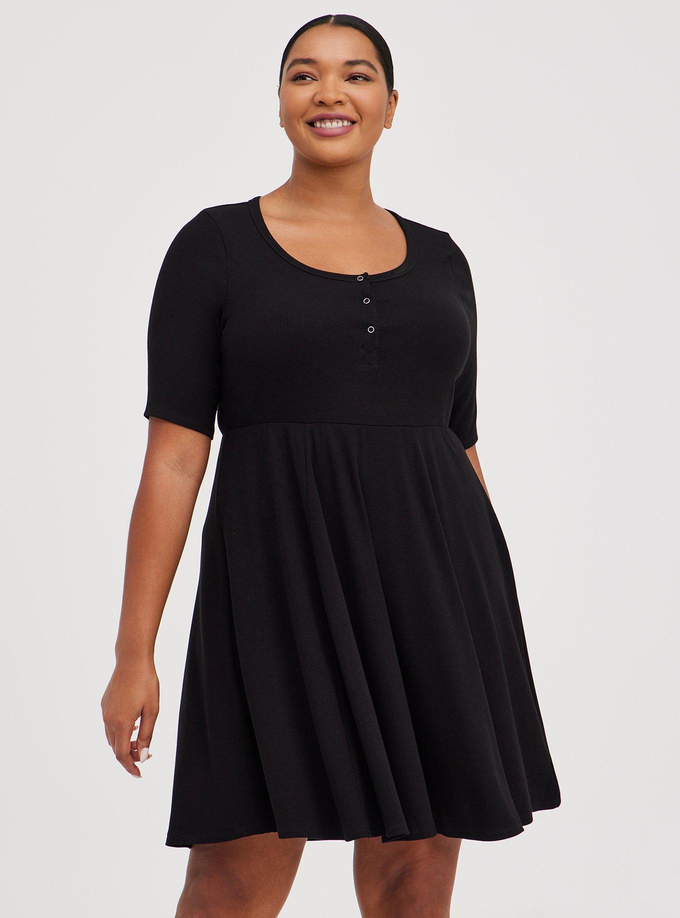 Plus Size - Mini Rib Knit Skater Dress - Torrid