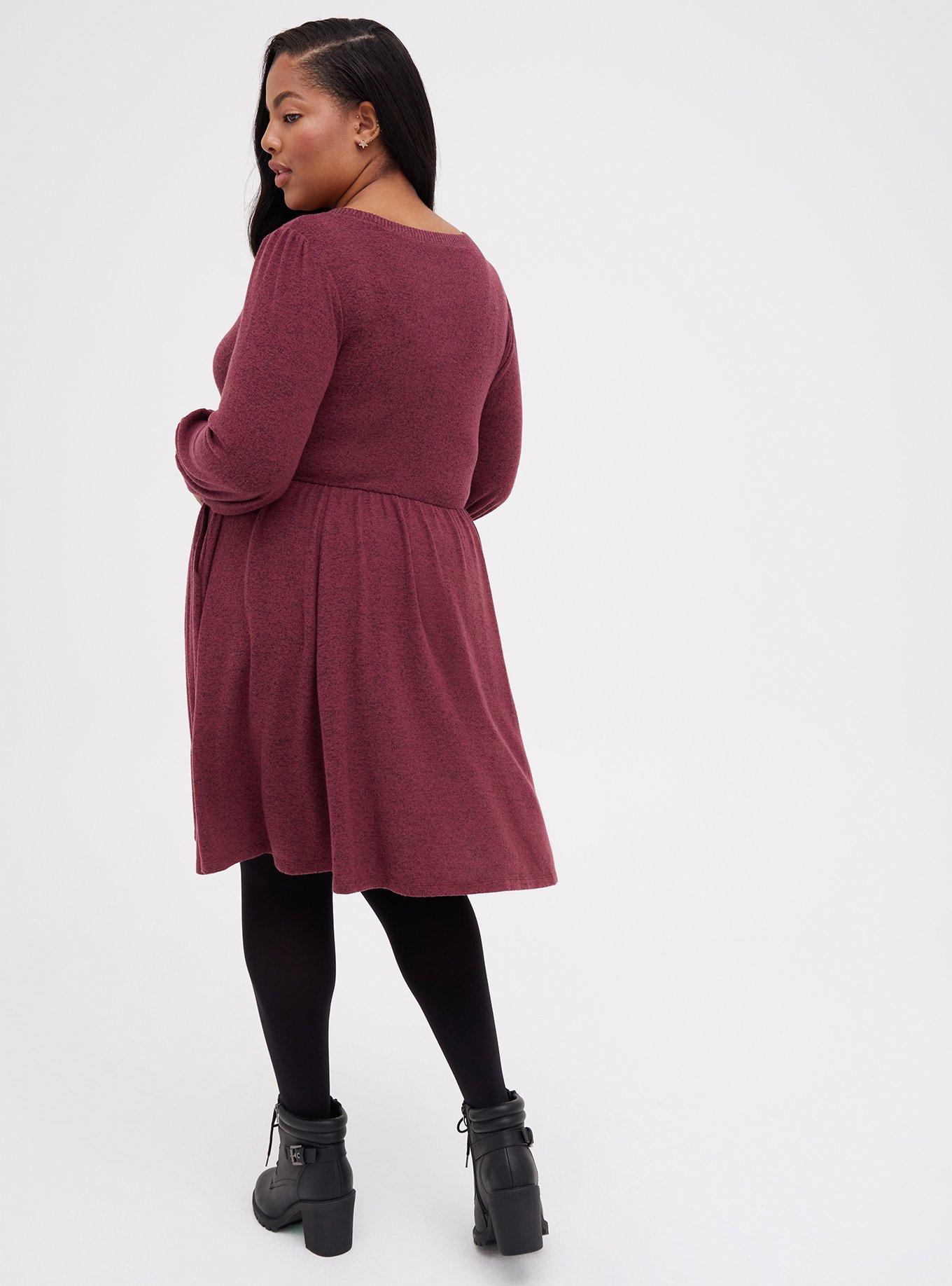 torrid, Dresses, 2x Torrid Cold Shoulder Dress Cozy Fleece Wine