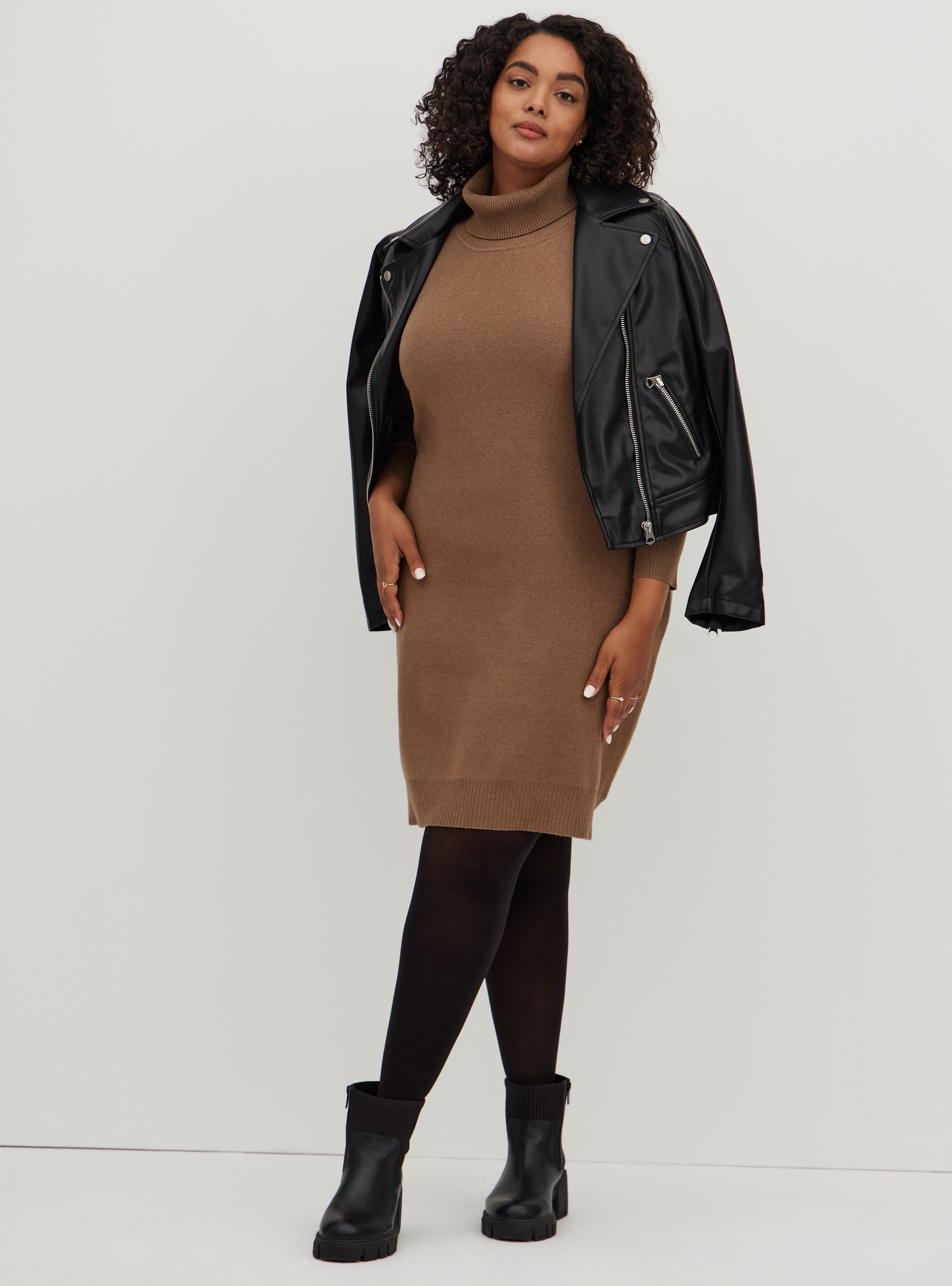 Plus Size - Turtle Neck Sweater Dress - Luxe Cozy Brown - Torrid