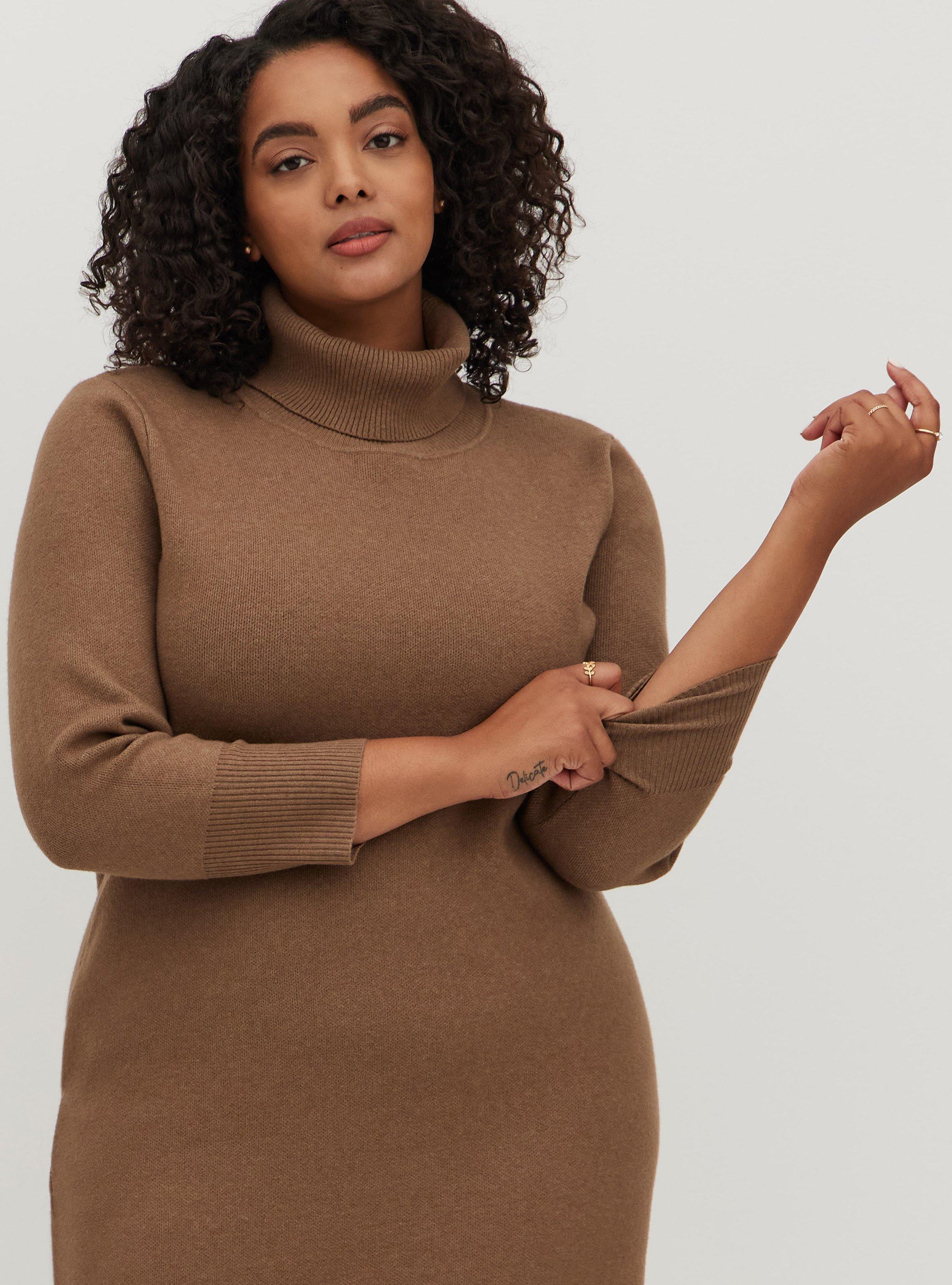 Simply Ribbed Cozy Turtleneck Sweater - Cognac