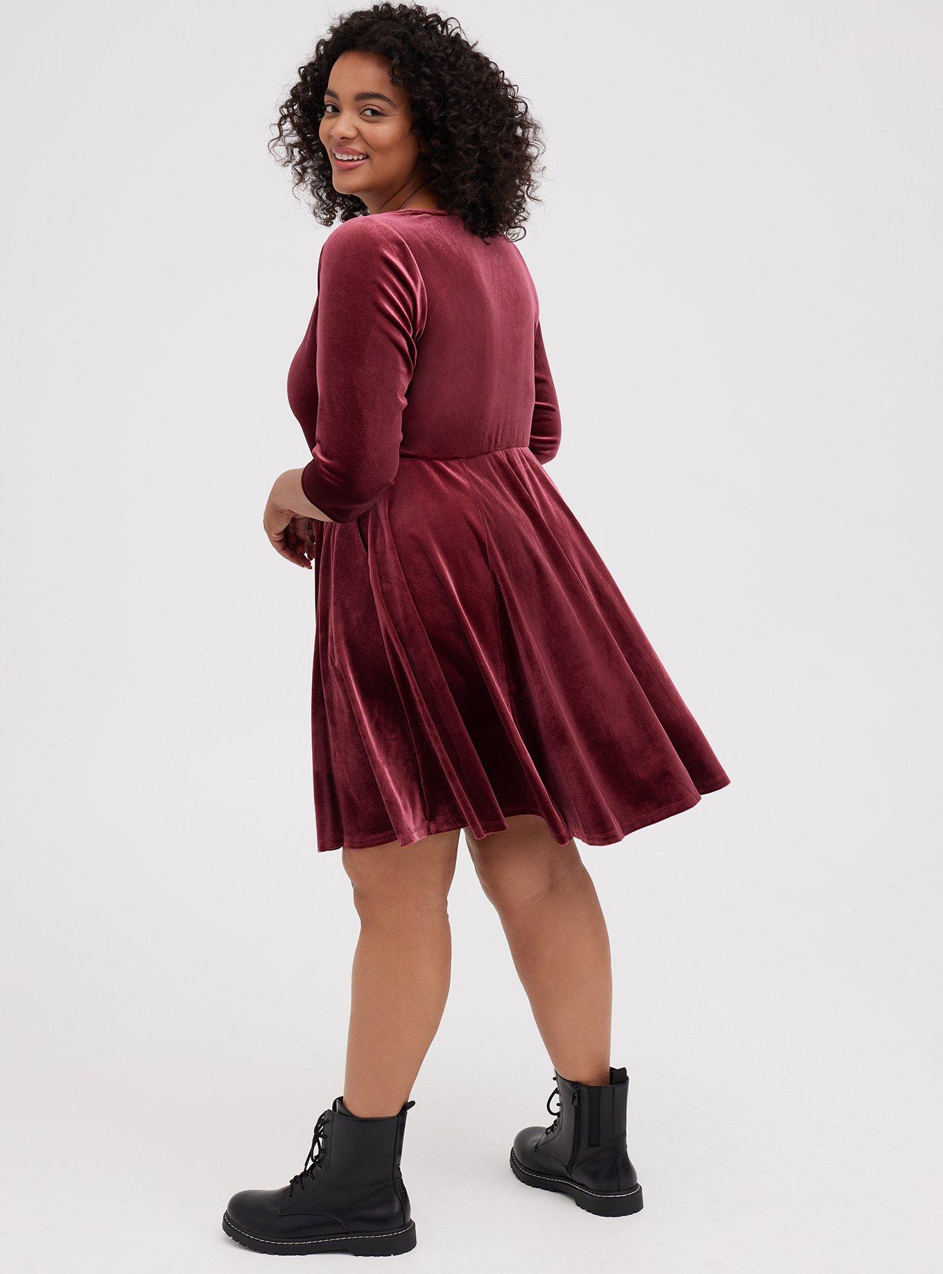 Burgundy velvet hotsell skater dress