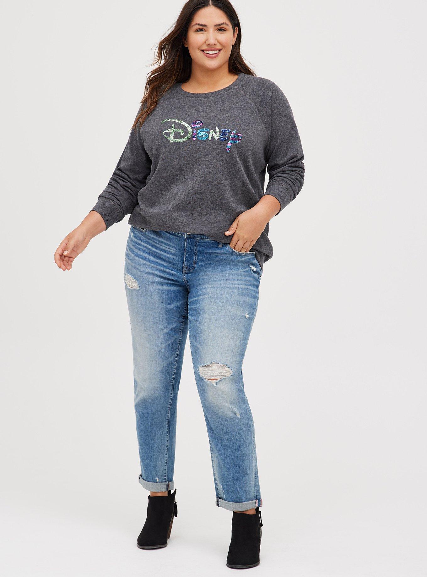 Plus Size Disney Logo Shine Sweatshirt , CHARCOAL HEATHER, alternate