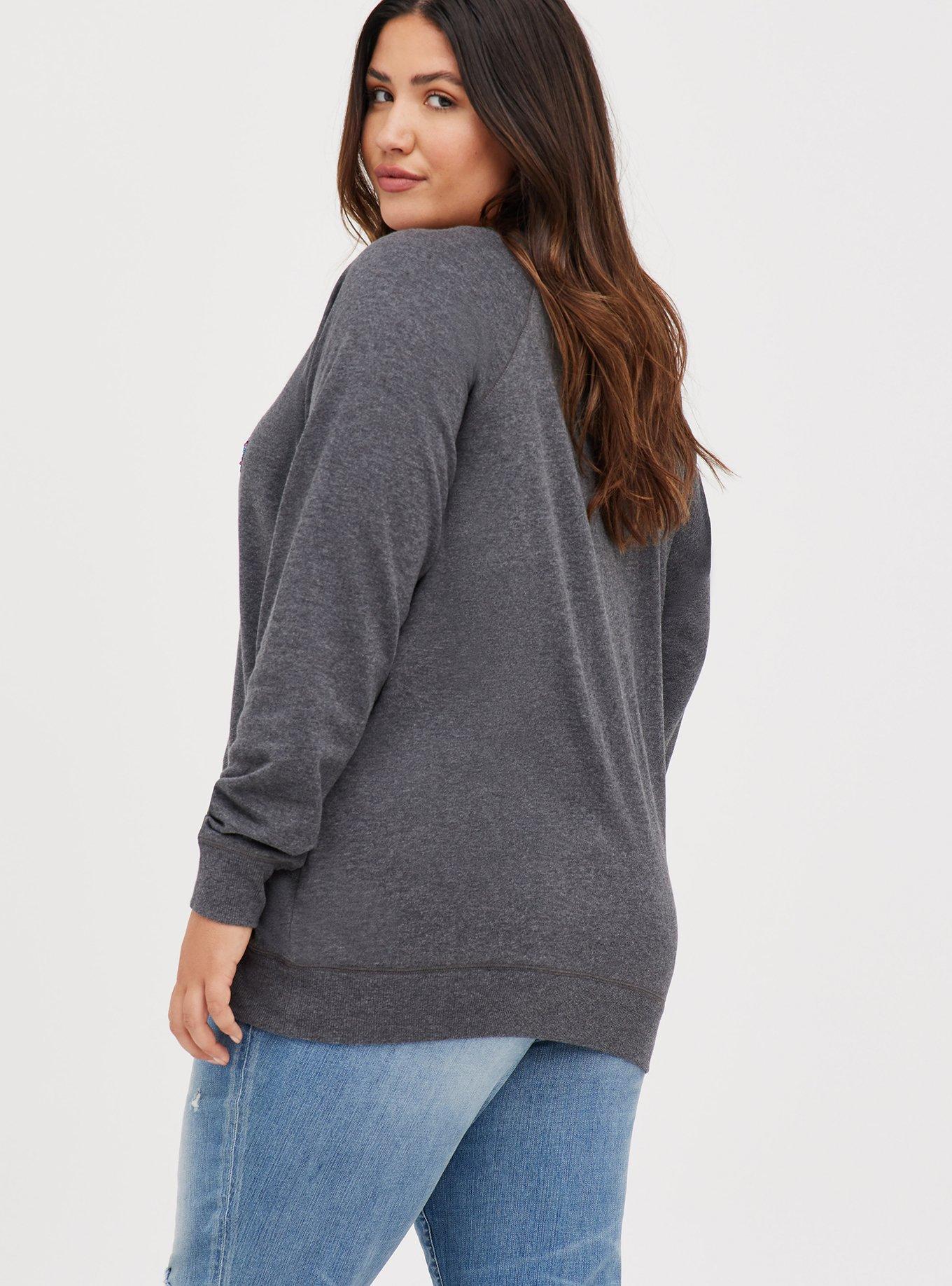 Plus Size Disney Logo Shine Sweatshirt , CHARCOAL HEATHER, alternate