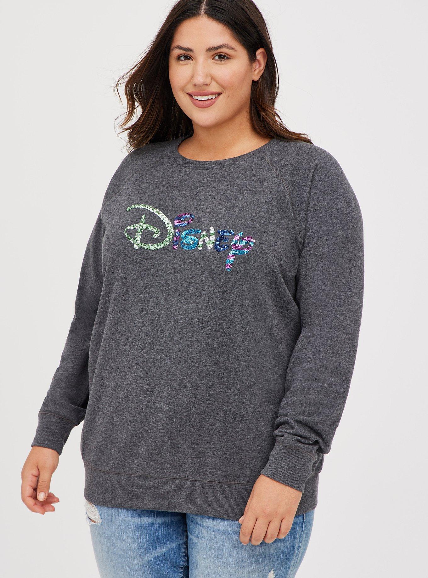 Plus Size Disney Logo Shine Sweatshirt , CHARCOAL HEATHER, alternate