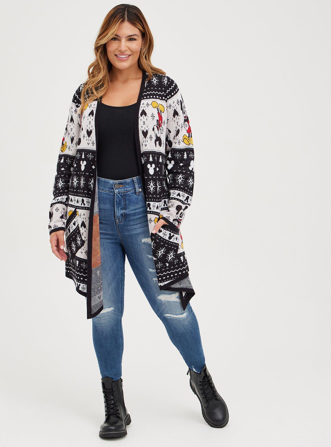 Plus Size - Front Cardigan - Disney Mickey Mouse Drape Knit
