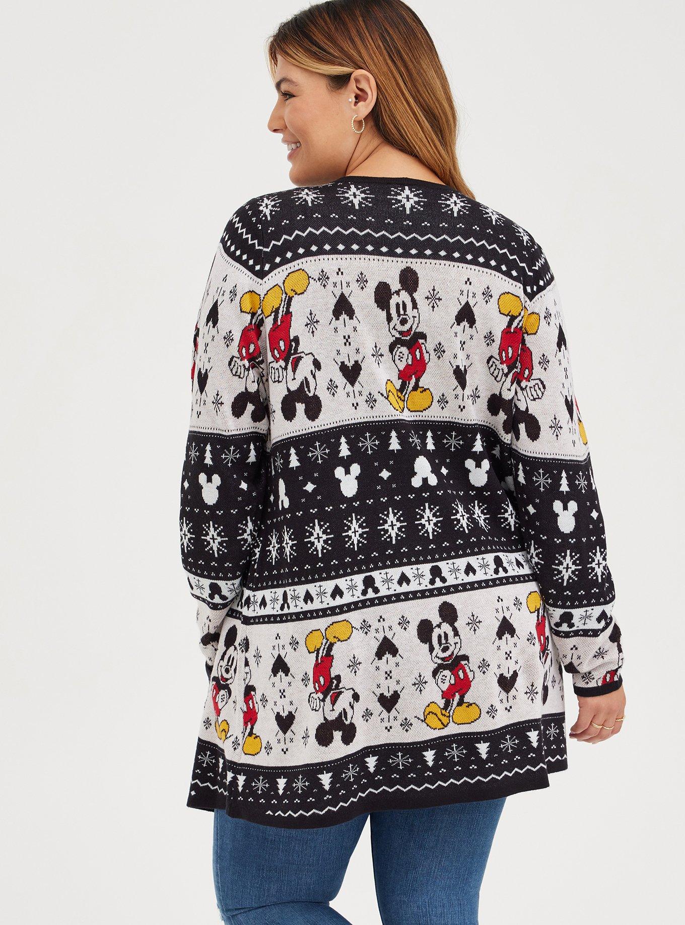 Plus Size - Front Cardigan - Disney Mickey Mouse Drape Knit Fair