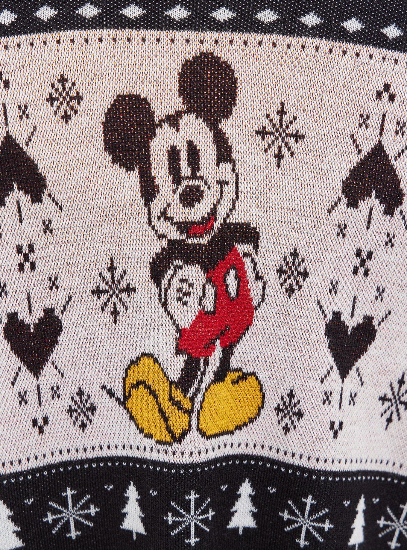 Plus Size Front Cardigan - Disney Mickey Mouse Drape Knit Fair Isle Print, OTHER PRINTS, alternate