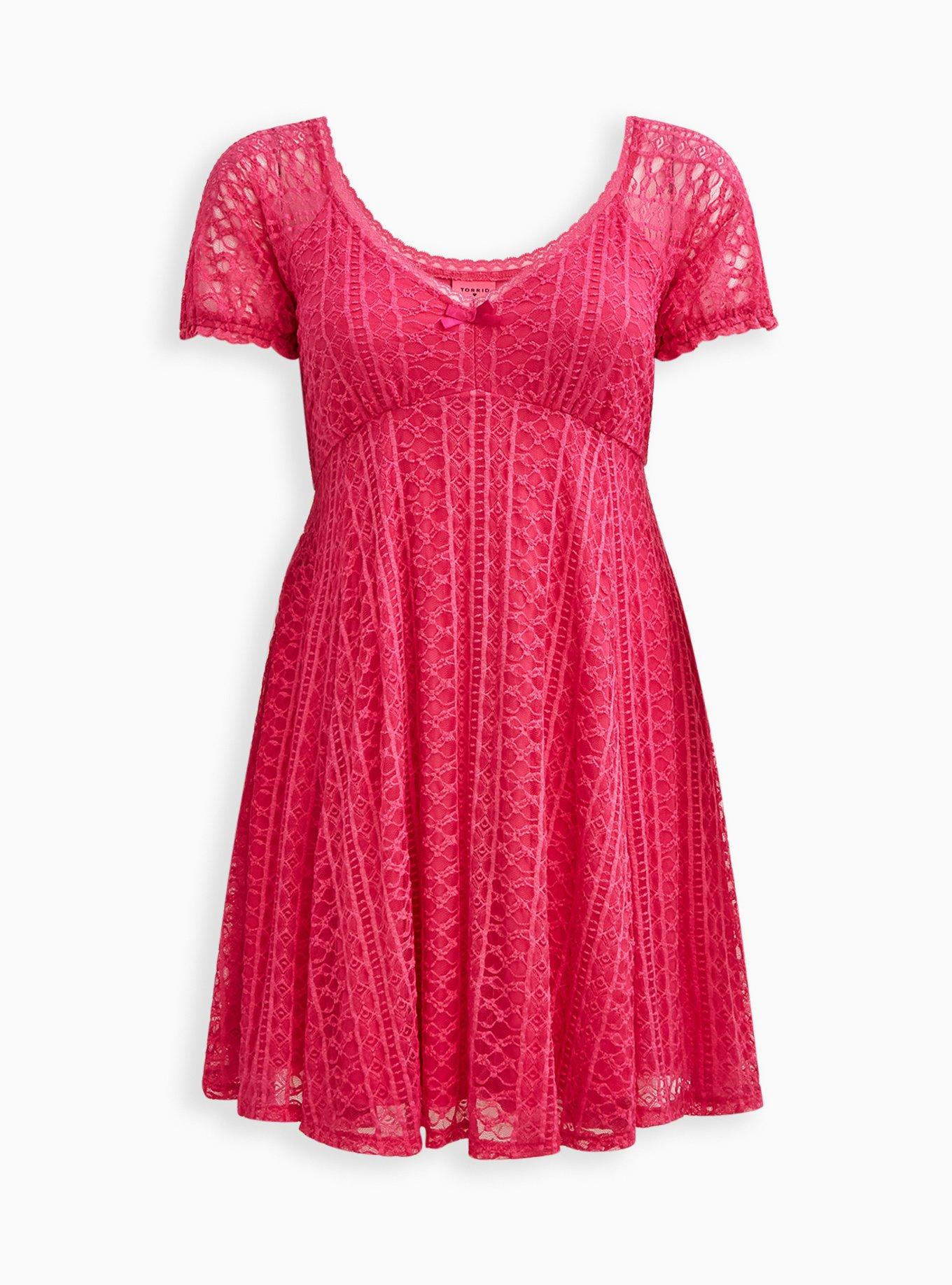 Plus Size - Betsey Johnson Fit & Flare Puff Sleeve Mini Dress - Pink ...
