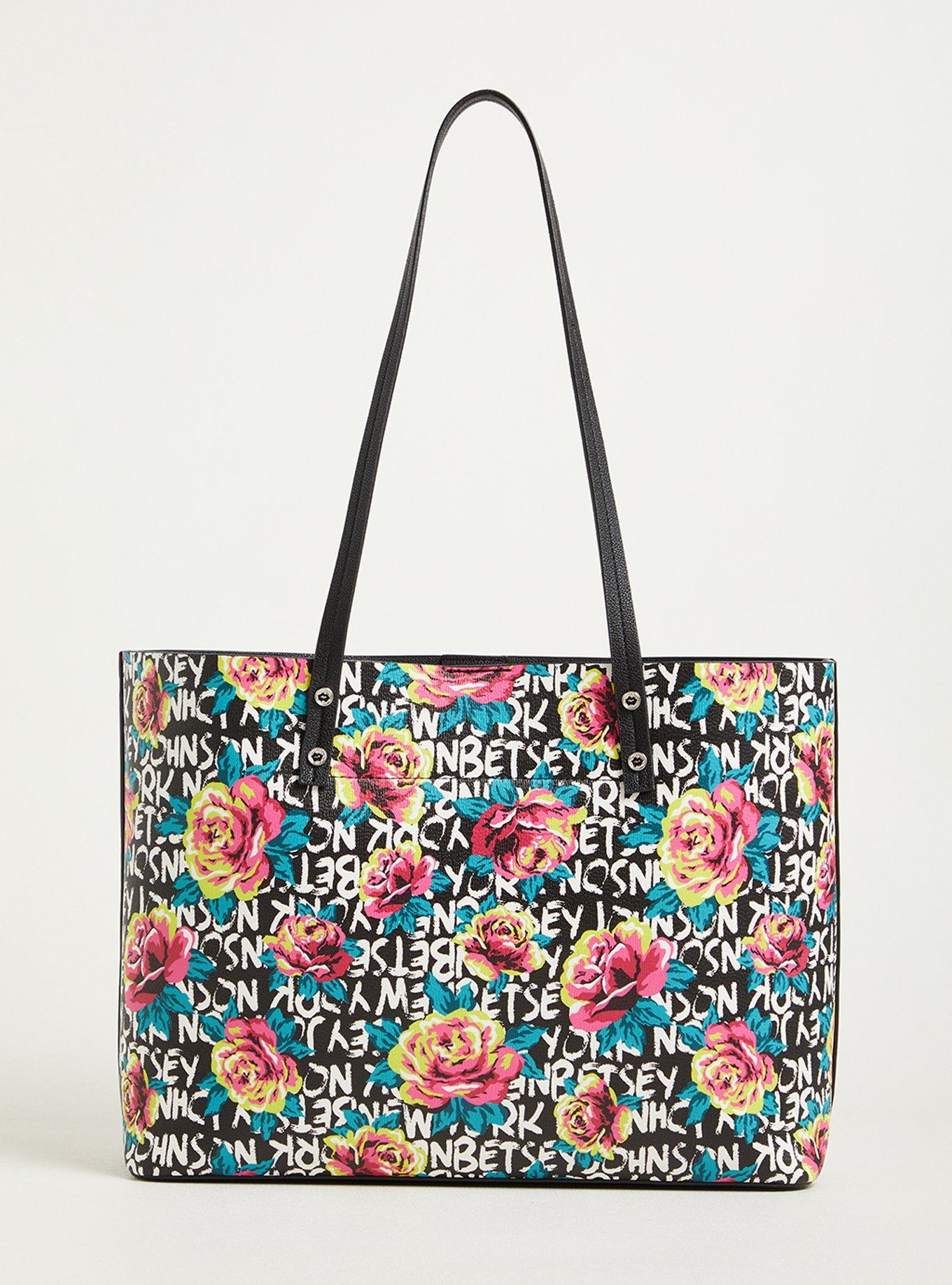 Betsey johnson black online floral purse