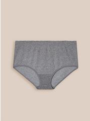 Plus Size Seamless Smooth Heather Mid Rise Brief Panty, HEATHER GREY, hi-res