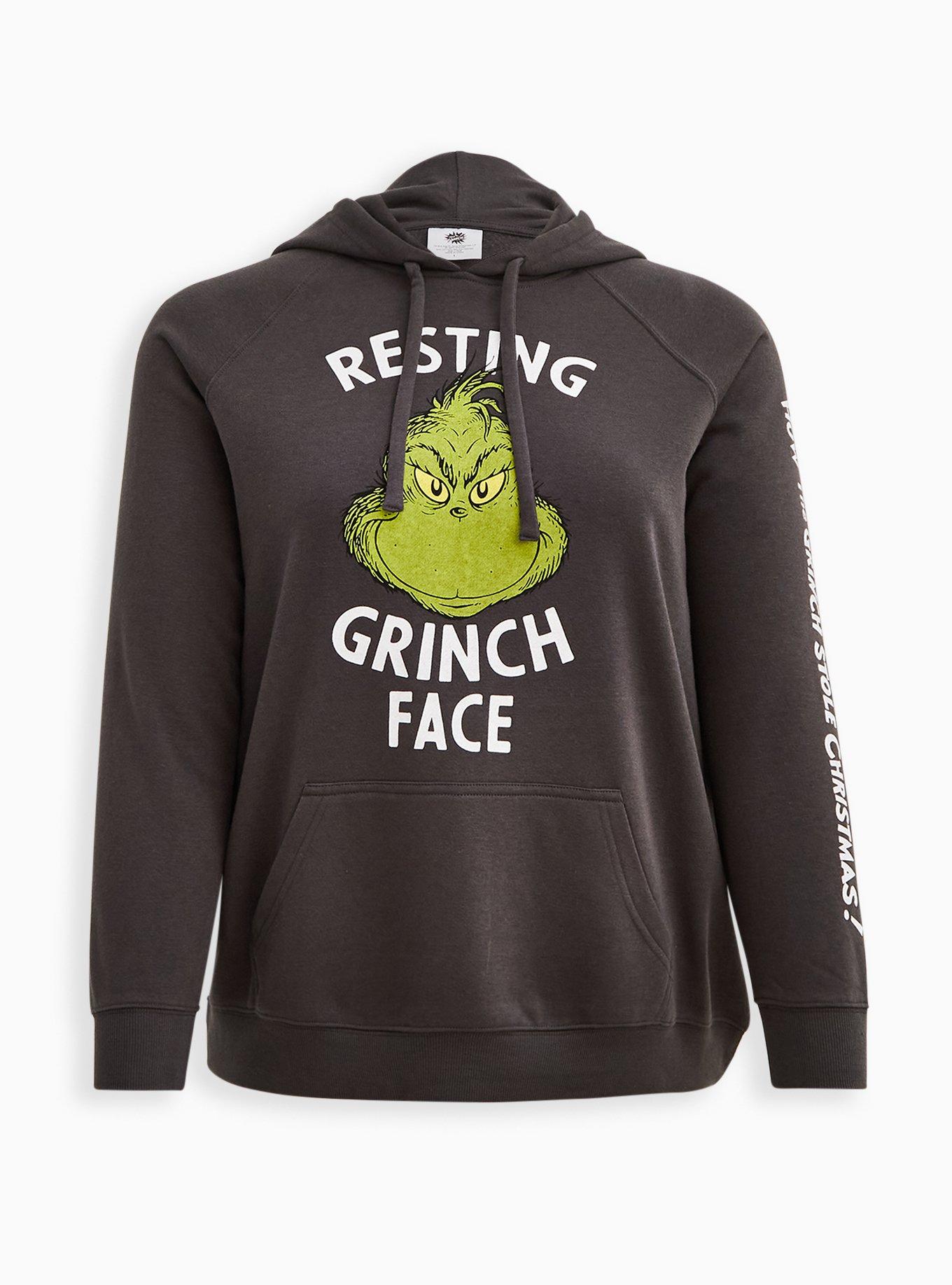 Plus Size - Pullover Hoodie - Cozy Fleece Resting Grinch Face - Torrid