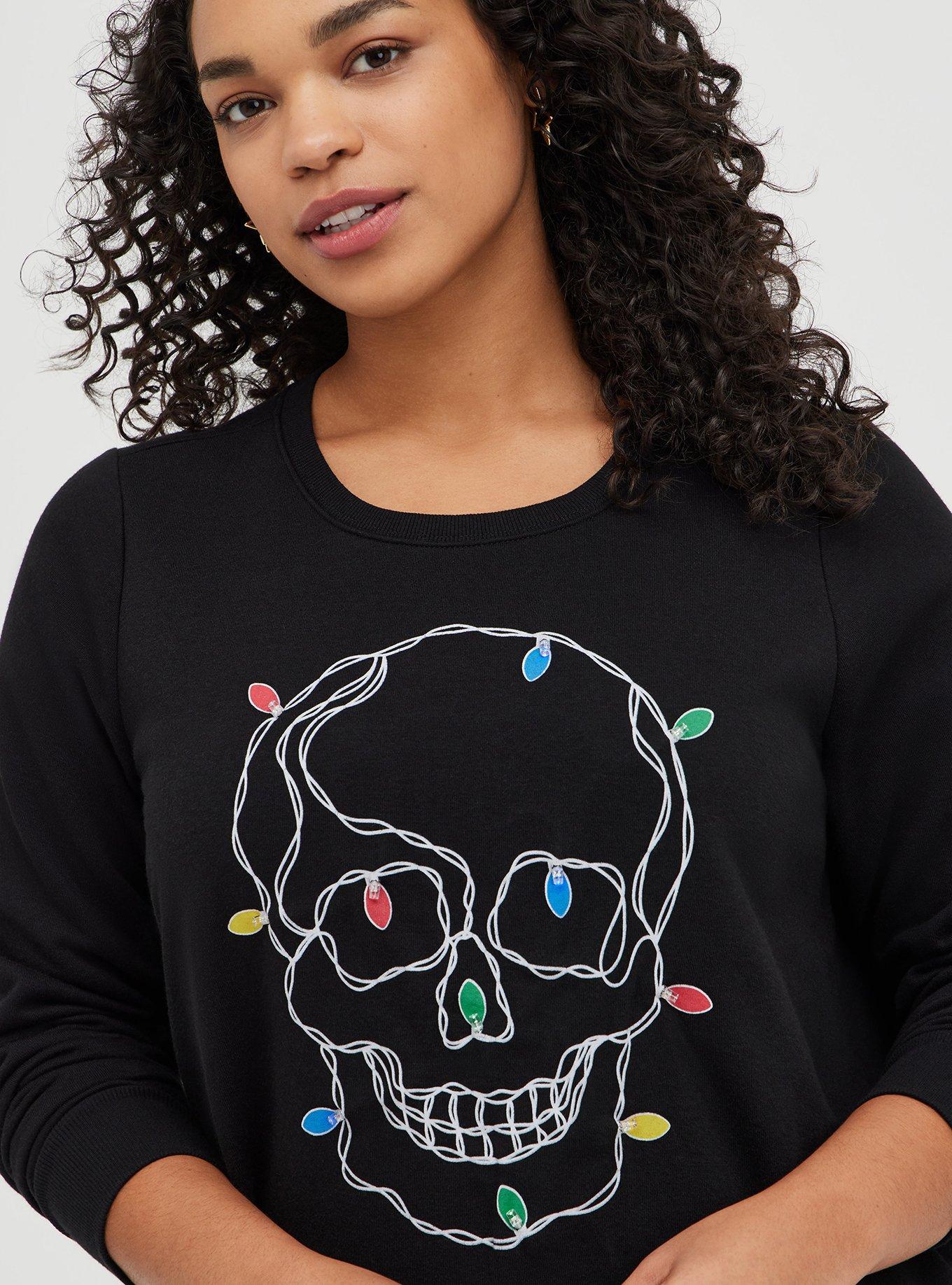 Plus Size Sweatshirt Cozy Fleece Light Up Skull Torrid