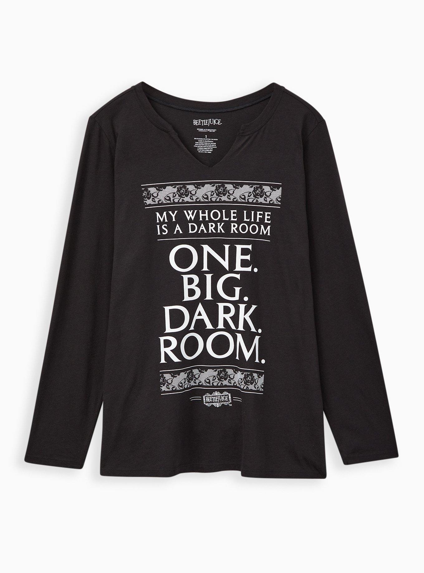 Plus Size - Clip Neck Tee – Beetlejuice One Big Dark Room Black